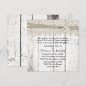 Rustic White Washed Wood and Lace Wedding Kaart (Voorkant / Achterkant)