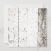 Rustic White Washed Wood and Lace Wedding Kaart (Achterkant)