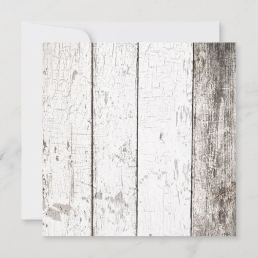 Rustic White Washed Wood and Lace Wedding Kaart (Achterkant)