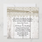 Rustic White Washed Wood and Lace Wedding Kaart (Voorkant)