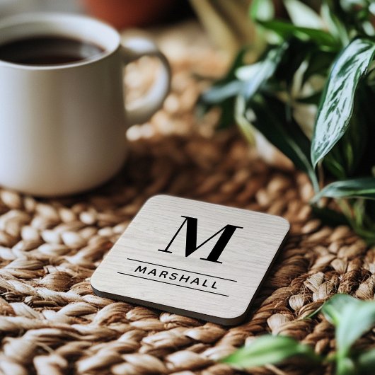 Rustic White Washing Wood Custom Monogram Initiaal Bier Onderzetter