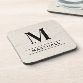 Rustic White Washing Wood Custom Monogram Initiaal Bier Onderzetter (Linkerzijde)