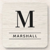 Rustic White Washing Wood Custom Monogram Initiaal Bier Onderzetter (Voorkant)