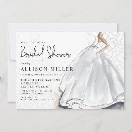 Rustic White Wedding Dress Vrijgezellenfeest Kaart (Voorkant)