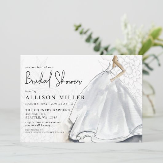 Rustic White Wedding Dress Vrijgezellenfeest Kaart (Staand voorkant)