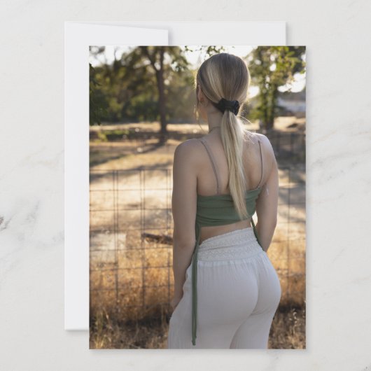 Rustic White Wood Botanical Photo Graduparty Kaart (Achterkant)