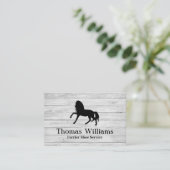 Rustic White Wood Equestrian Horse Farrier Service Visitekaartje (Staand voorkant)