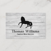 Rustic White Wood Equestrian Horse Farrier Service Visitekaartje (Voorkant)