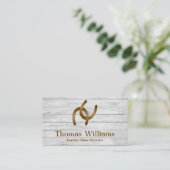 Rustic White Wood Equestrian Horse Farrier Service Visitekaartje (Staand voorkant)