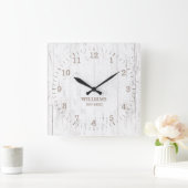 Rustic White Wood Farmhouse Familienaam Vierkante Klok (Huis)