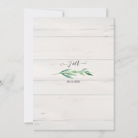 Rustic White Wood Foliage Greenery Waterverf Kaart (Achterkant)