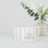 Rustic White Wood Greenery Home Staging Visitekaartje (Staand voorkant)
