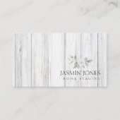 Rustic White Wood Greenery Home Staging Visitekaartje (Voorkant)