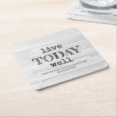 Rustic White Wood LIVE VANDAAG GOED Christelijk Kartonnen Onderzetters (Schuin)