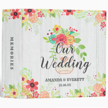 Rustic White Wood & Mason Jar Wedding Fotoalbum
