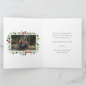 Rustic White Wood Photo Collage Floral Wreate Kaart (Binnen)