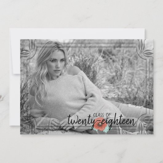 Rustic White Wood Poppy Afstuderen Kaart (Voorkant)