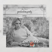 Rustic White Wood Poppy Afstuderen Kaart (Voorkant / Achterkant)