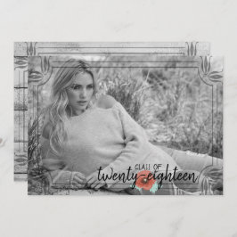 Rustic White Wood Poppy Afstuderen Kaart