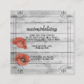 Rustic White Wood Poppy Flowers Wedding Hotel Informatiekaartje (Voorkant)