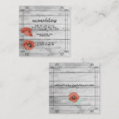 Rustic White Wood Poppy Flowers Wedding Hotel Informatiekaartje (Voorkant / Achterkant)