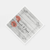 Rustic White Wood Poppy Flowers Wedding Napkins Servetten (Hoek)