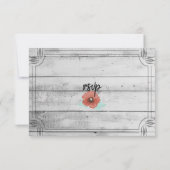 Rustic White Wood Poppy Flowers Wedding RSVP Card (Achterkant)