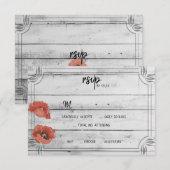 Rustic White Wood Poppy Flowers Wedding RSVP Card (Voorkant / Achterkant)