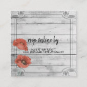Rustic White Wood Poppy Flowers Wedding RSVP Card Informatiekaartje (Voorkant)