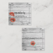 Rustic White Wood Poppy Flowers Wedding RSVP Card Informatiekaartje (Voorkant / Achterkant)
