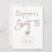 Rustic White Wood Roos Gold Pink Sweet 16 Party Kaart (Voorkant)