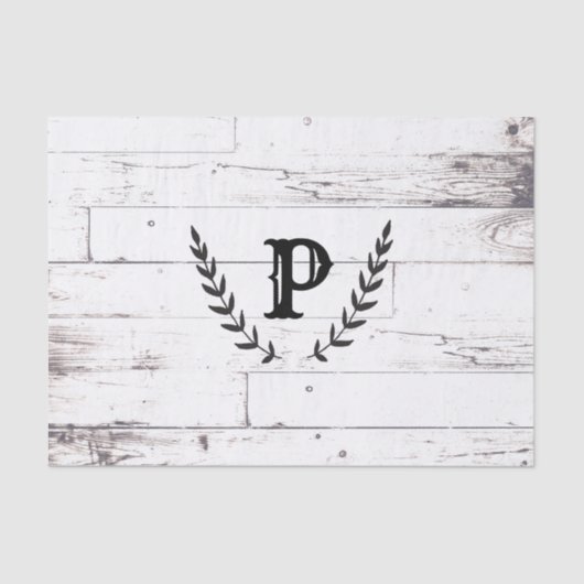 Rustic White Wood Shabby Chic Laurel Wedding Tissuepapier (Voorkant)