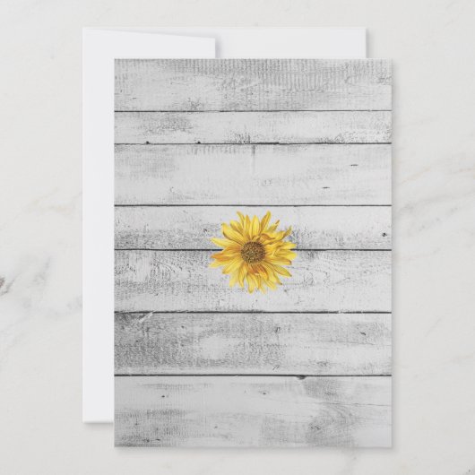 Rustic White Wood Sunflower Wedding Kaart (Achterkant)