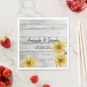 Rustic White Wood Sunflower Wedding Napkins Servet (Insitu)