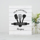 Rustic White Wood Tabbed Recipe Cookbook Divider (Staand voorkant)