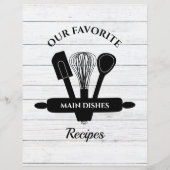 Rustic White Wood Tabbed Recipe Cookbook Divider (Voorkant)