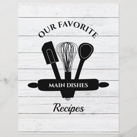 Rustic White Wood Tabbed Recipe Cookbook Divider (Voorkant)