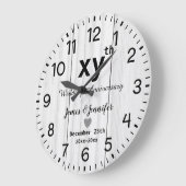 Rustic White Wood Wedding Jubileum Aangepaste name Grote Klok (Hoek)