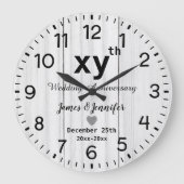 Rustic White Wood Wedding Jubileum Aangepaste name Grote Klok (Voorkant)