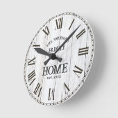 Rustic White Woodgrain Family Name Ronde Klok (Hoek)