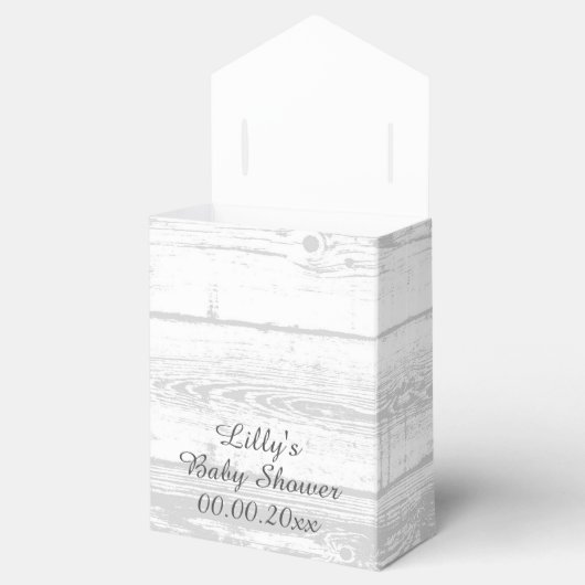 Rustic white wood's baby shower party bedankdoosjes (Geopend)