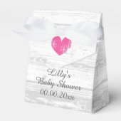 Rustic white wood's baby shower party bedankdoosjes (Voorkant Zijde)