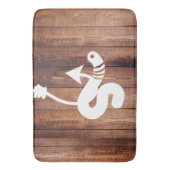 Rustic White Worm op een haak- en houtplant Badmat (Voorkant Verticaal)