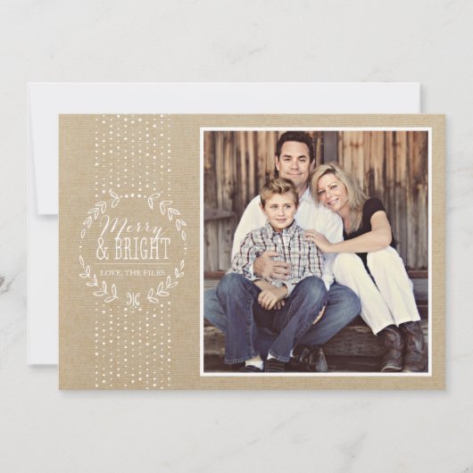 Rustic White Wreath Holiday Photo Card Feestdagenkaart (Voorkant)