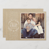 Rustic White Wreath Holiday Photo Card Feestdagenkaart (Voorkant / Achterkant)