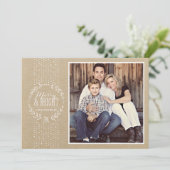 Rustic White Wreath Holiday Photo Card Feestdagenkaart (Staand voorkant)
