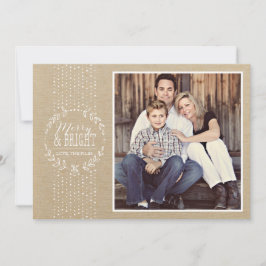 Rustic White Wreath Holiday Photo Card Feestdagenkaart