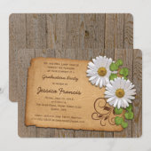 Rustic White Yellow Daisy Country Graduparty Kaart (Voorkant / Achterkant)