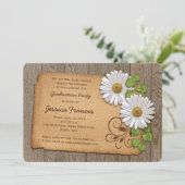 Rustic White Yellow Daisy Country Graduparty Kaart (Staand voorkant)