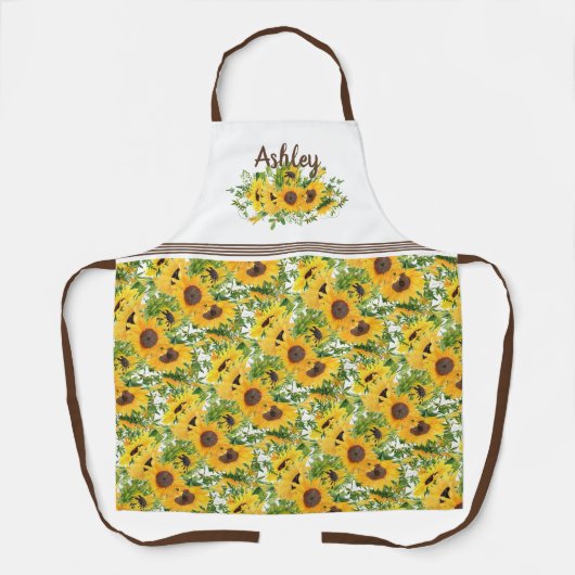 Rustic White Yellow Sunflower Personalized Schort (Voorkant)